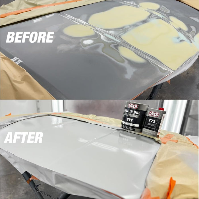 LAUCO All-In-One Direct-to-Metal (DTM) 2K Urethane Primer Surfacer Kit (Gray, 1 Gallon) with Medium Hardener/Activator (1 Quart) – High Build Filler/Sealer (4:1 Mix) 772