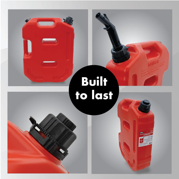 LAUCO Mountable Gasoline Container Fuel Tank, 10L / 2.6 Gallon Gas & Diesel Container with Transfer Hose and Nozzle, Mobile Fuel Storage for Boats, Docks, Farm, Shop & Garage 87237