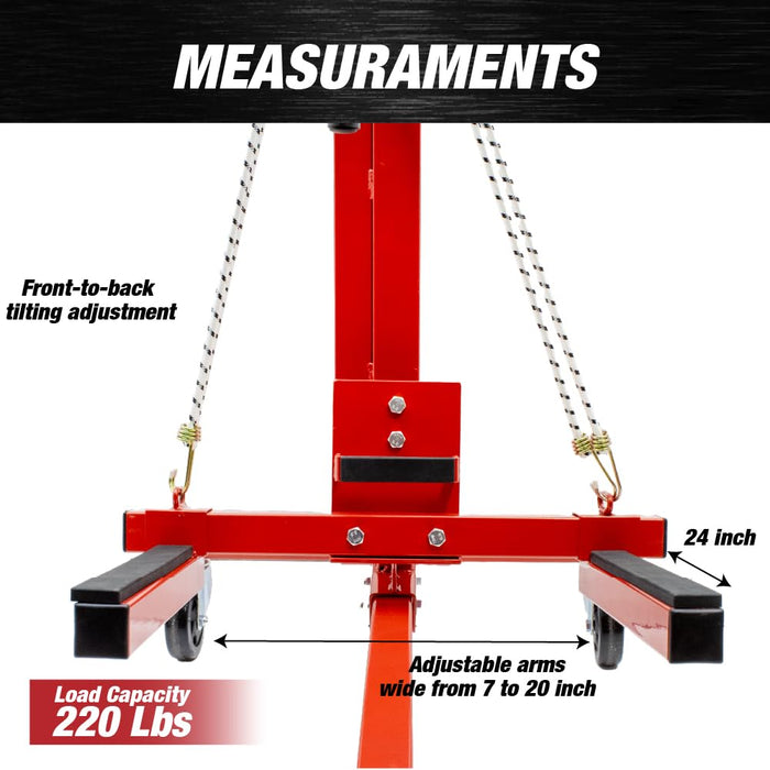 LAUCO Car Door Installer and Remover Jack Lift Hoist, Heavy Duty Car Door Jack, Floor Jack, Trolley Service Lift Floor Jack with 4 Steel Swivel Castors Hoist Jack Stand Dolly Red- [7756]