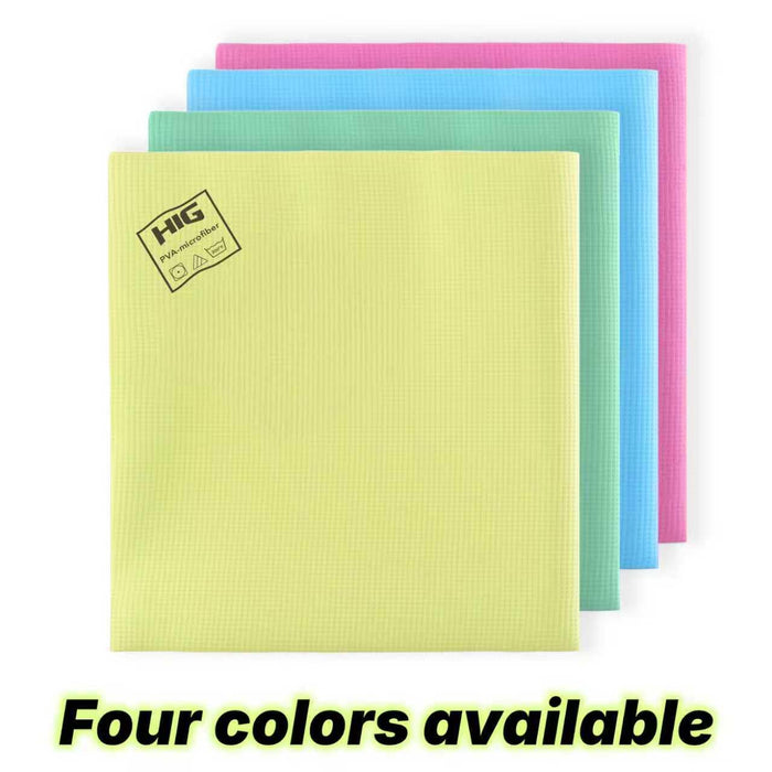 HIG PVA Microfiber Cleaning Towels, Professional Grade Synthetic Chamois Cloths for Streak Free Shine, Ultra Absorbent, Smooth & Reusable All-Purpose Cleaning Rags for Home, Car & Kitchen (5, Yellow)