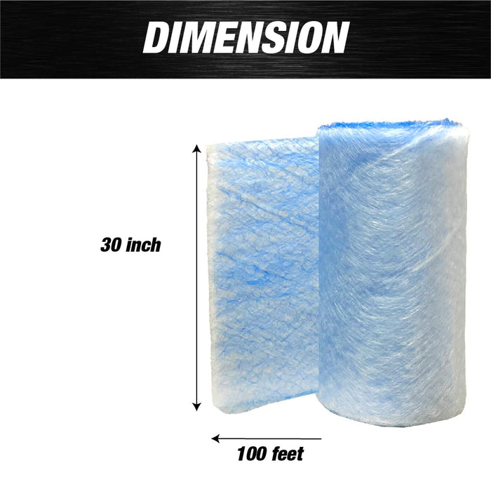 Premium Paint Spray Booth Fiberglass Exhaust Filter Roll - 18 Gram Heavy-Duty Blue Fiberglass Paint Arrestor - Captures Traps Overspray Paint Particles in Autobody Booths (30 Inches x 100 Feet)