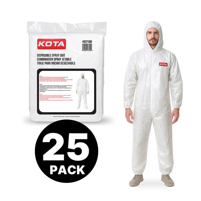 LAUCO KOTA Disposable Protective Coverall Suit with Hood, with Hood, Elastic Waist and Wrist for Spray Painting (25, X-Large)