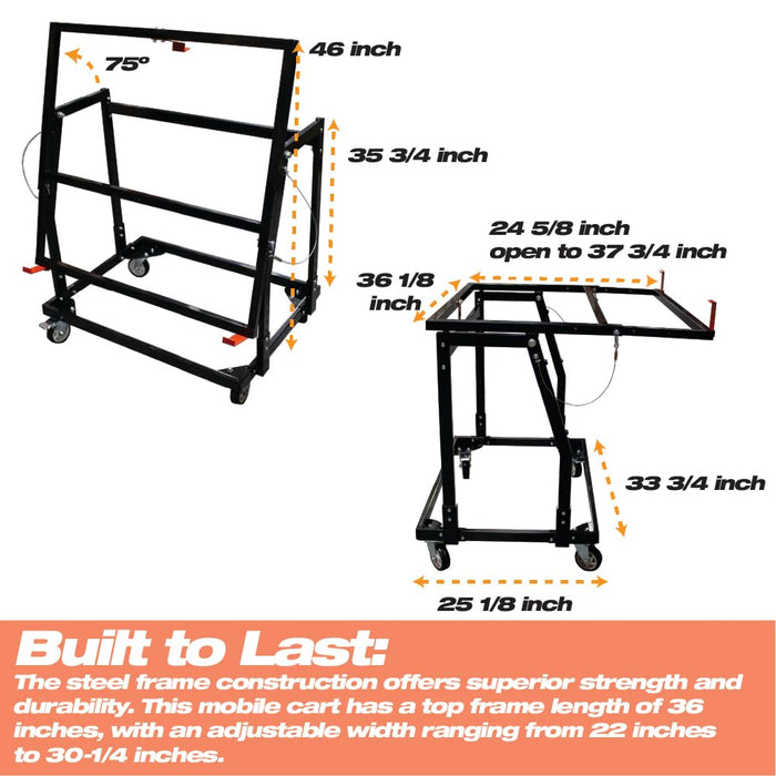 LAUCO Mate Panel Cart and Stand – Mobile Base Stand Contains Rubber Rolling 4” Casters – Mobile Workbench for Tools, Woodworking Tools and Accessories [87280]