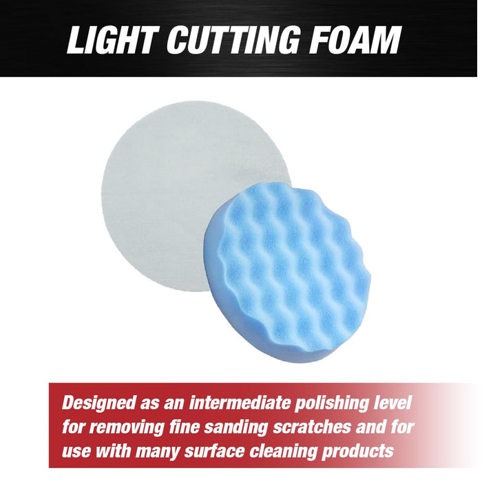 LAUCO Blue Waffle Foam Polishing Pad 8 Inch (203.2mm) | Light Cut Buffing Pad with Hook & Loop Grip | Intermediate Polish, Pre-Wax Cleaner & Sealant Application 9030