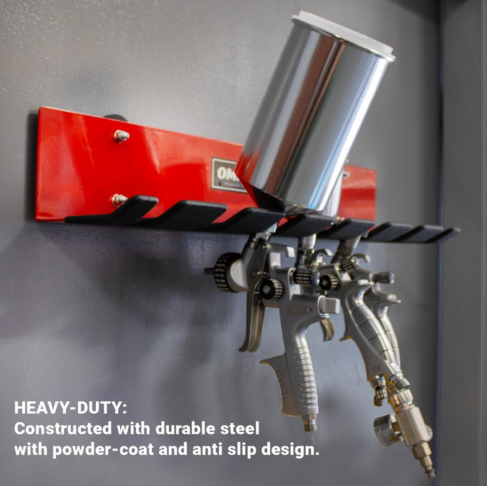 LAUCO Omni Tool Multiple Paint Spray Gun Holder, Paint Gun Holder - Holds 7 Guns Without Cups or 4 Guns with Cups, Stable and Scratch-Free Design (1 Pack)