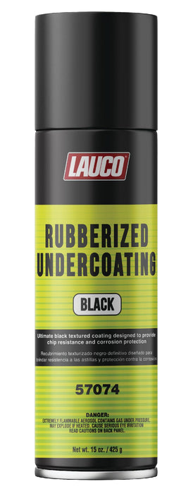 LAUCO Rubberized Undercoating Black Aerosol Spray – 15 Oz Can, Protective Coating for Metal, Plastic & Vehicle Undercarriage – Sound Deadener & Rust Protection (57074)