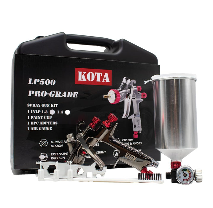 Spray Paint Gun Kit LVLP Gravity Feed (1.3mm Nozzle) | Includes Air Gauge, Aluminum Cup, Adapter & Cleaning Kit | Low Volume Low Pressure Automotive Refinish Sprayer 8822