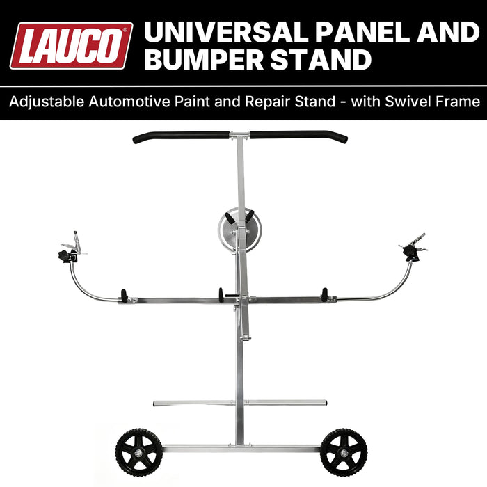 LAUCO Universal Panel and Bumper Stand – Adjustable Car Painting & Repair Stand with Rotating Frame, Foldable 2-Wheel Design, 220 lbs Load Capacity, Galvanized Steel Construction for Auto Body Work 36098
