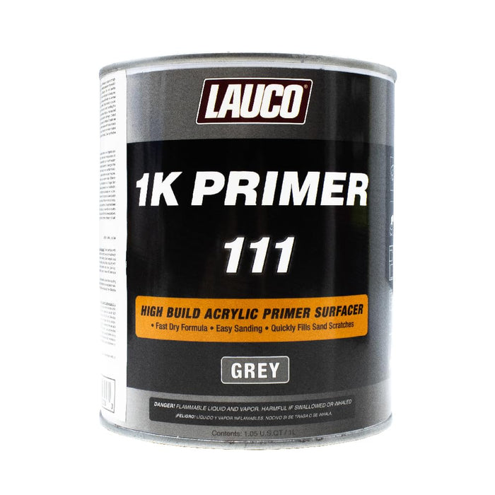 LAUCO 1K High Build Gray Acrylic Primer Surfacer, Fast-Drying, High-Build Automotive & Industrial Primer for Metal, Steel & Body-Filler 1 Quart 111