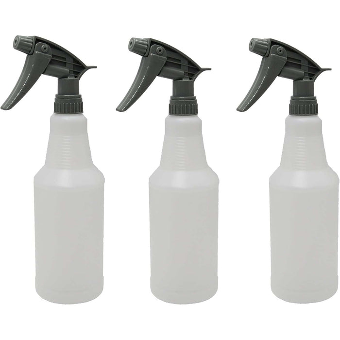 LAUCO Pack of 3 Clear Solvent Bottles – 24 OZ Heavy-Duty Plastic for Cleaning Solutions and Painting Supplies 27773