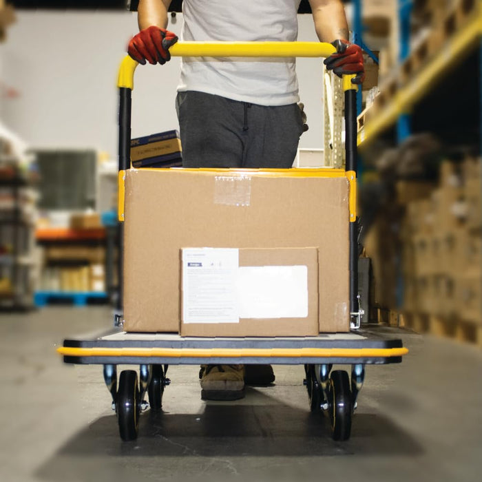 LAUCO Heavy Duty Foldable Push Cart Dolly, 330 lb Weight Capacity, Moving Platform Hand Truck, Foldable for Easy Storage and 360 Degree Swivel Wheels (330 Lbs) 17475