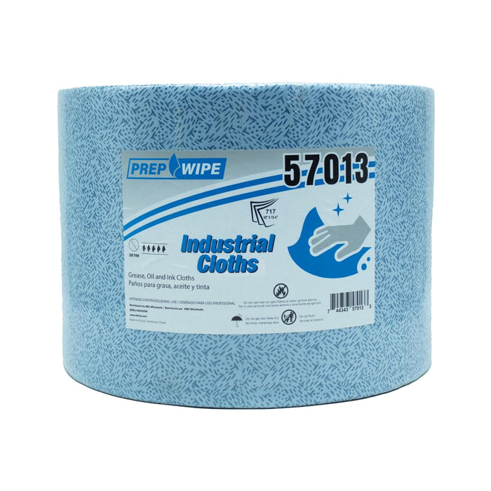 LAUCO Prep-Wipe Industrial Cloths Grease, Oil & Ink Cloths, Jumbo Roll, Lint-Free Towels, Blue (717 Sheets/Roll, 1 Roll/Case, 10” x 13.4” each sheet) 57013