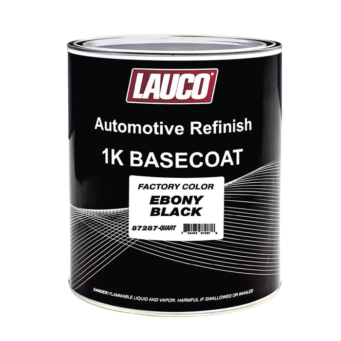LAUCO Black 1K Basecoat Automotive Paint – Factory Color Match Ebony – 1 Quart – Spray Gun Ready – Deep Black Finish – Mixing Ratio 1:1 – Auto Body Refinish [87287-Quart]