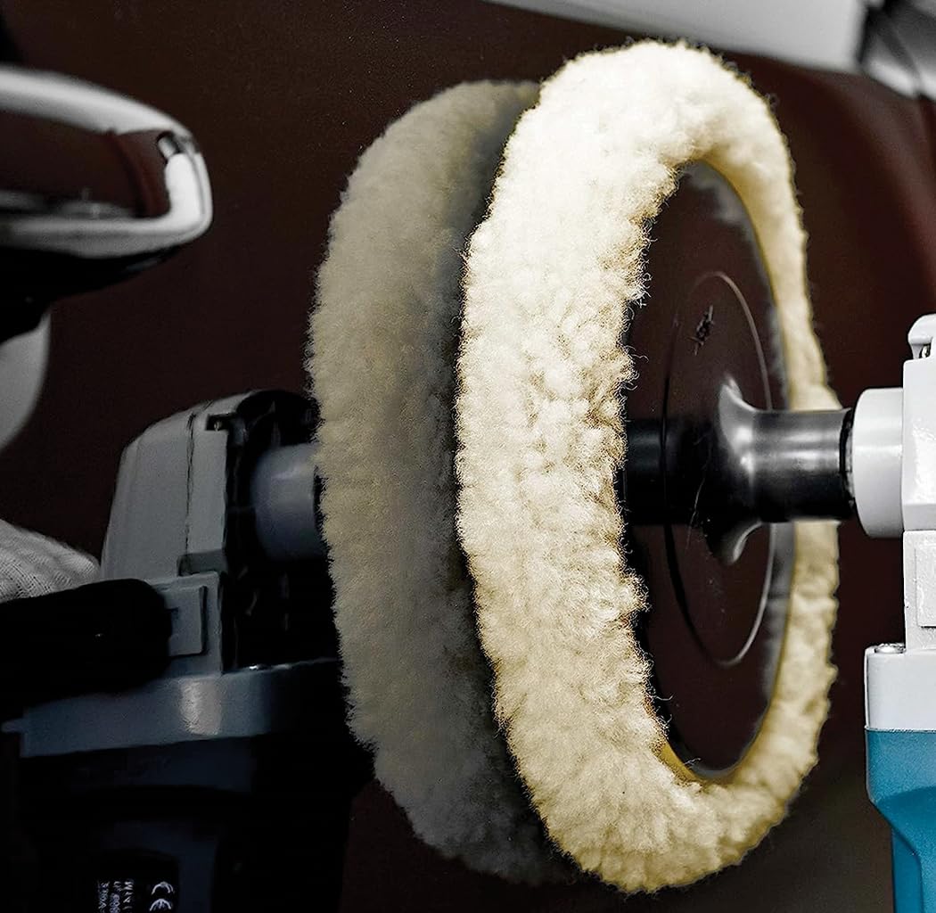 Heavy-Duty Wool Compounding Pad 8 Inch (Hook & Loop) | Professional Buffing and Polishing Pad for Rotary Polisher | Aggressive Cutting, Buffing, and Auto Detailing 8996