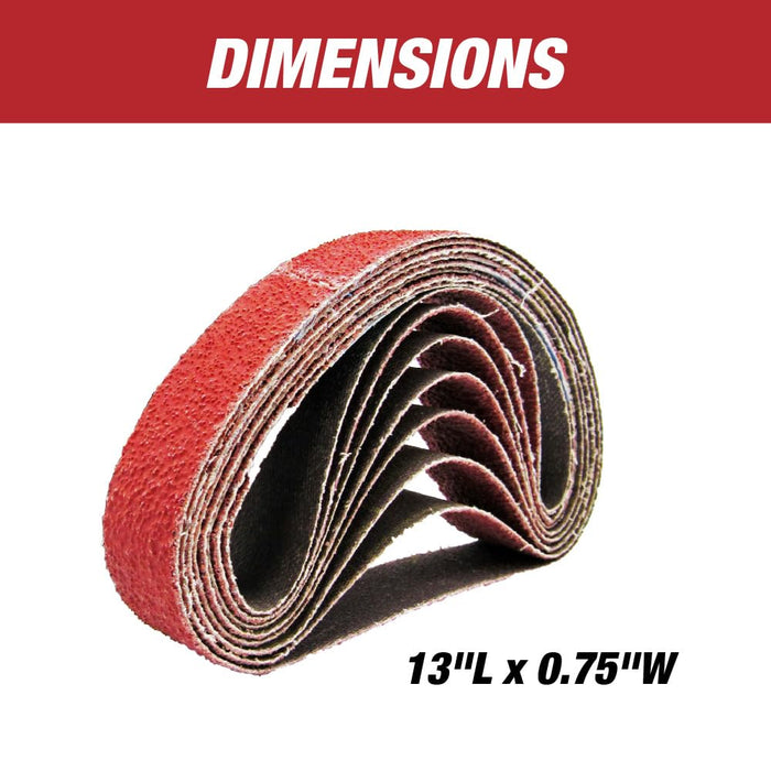 Super MAXX 13" L x 0.75" W File Belt Bands Abrasives, 50 GRIT, Pack of 10 Sanding Belts, Compatible with Super MAXX Expander Wheel, File Belts for Grinding, Polishing & Finishing