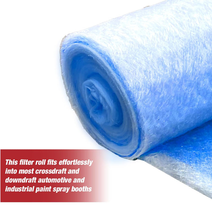 Premium Paint Spray Booth Exhaust Filter Roll - 18 Gram Heavy-Duty Blue Fiberglass Paint Arrestor - Captures Traps Overspray Paint Particles in Autobody Booths (48 Inches x 100 Feet) 26488