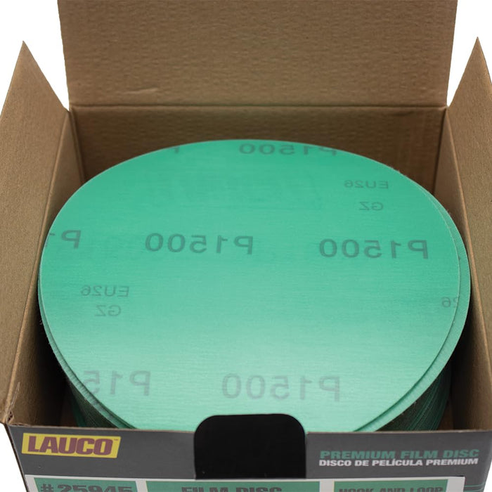 Premium 6" Hook and Loop Sanding Discs (Box of 50) - Hook and Loop Backing Discs for DA Orbital Sanders - Automotive Sanding Wood Furniture Finishing (GRIT-1500)
