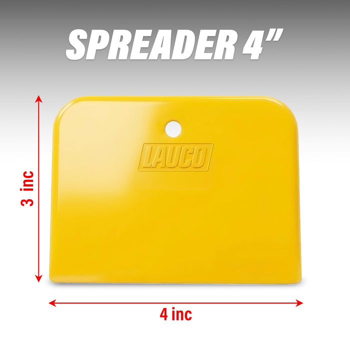 LAUCO Auto Body Filler Yellow Spreaders (Pack of 50) - Size 4" Reusable Plastic Spreader for Automotive Fillers, Putties, Glazes, Caulks and Paint - Easy Application