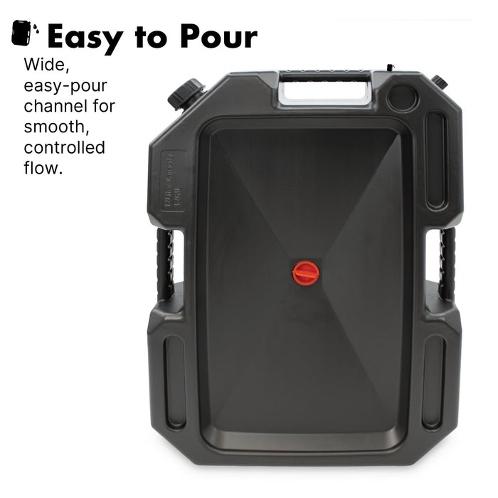 LAUCO Plastic Oil Drain Pan – 12 Liter Spill-Proof Container with Cap and Handle – Heavy-Duty Oil Change Catch Pan for Garage & Automotive (Black 12L) 87236