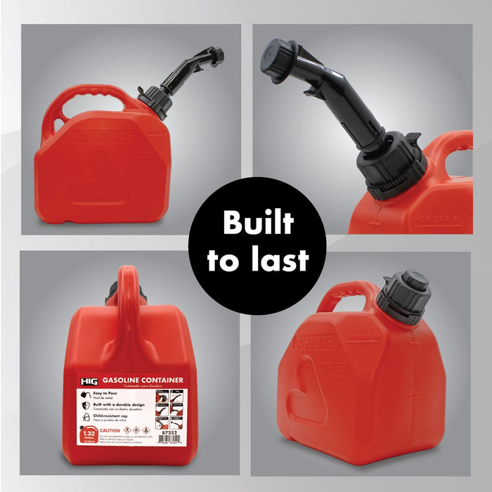LAUCO Portable Fuel Tank, Gas Container, 1.5 Gallon Gas & Diesel Container with Transfer Hose and Nozzle, Mobile Fuel Storage for Boats, Docks, Farm, Shop & Garage 87252