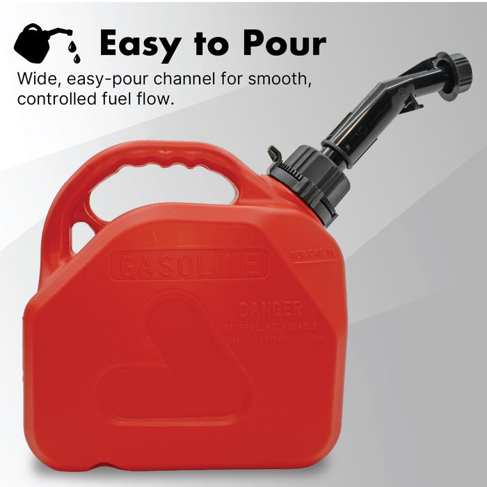 LAUCO Portable Fuel Tank, Gas Container, 1.5 Gallon Gas & Diesel Container with Transfer Hose and Nozzle, Mobile Fuel Storage for Boats, Docks, Farm, Shop & Garage 87252