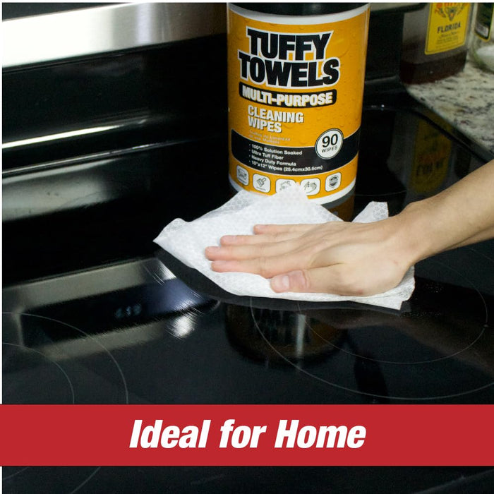 Tuffy Towels Heavy-Duty 10" x 12" Size Multi-Surface Cleaning Wipes, (10" x 12" Wipes) Per Canister, Pack of 1, 90 Count Total 57022