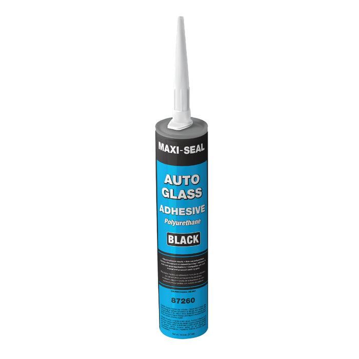 Maxi-Seal Black Polyurethane Windshield Adhesive with Fast Curing Non-sag Formula - 10.5oz Tube + ﻿Applicator Tip﻿ - High Bond Strength Window Sealant - Weather Resistant Auto Glass Adhesive (1 Pack)