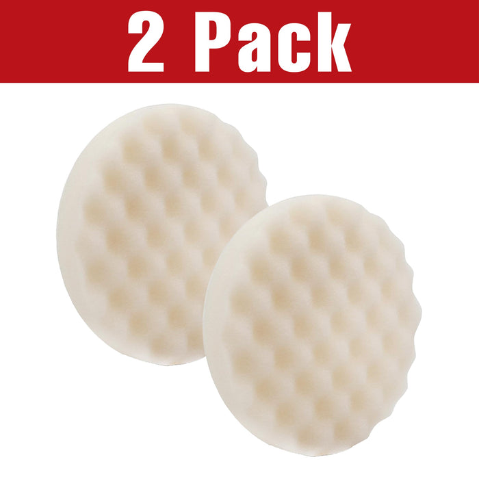 LAUCO White Foam Waffle Buffing Pad – 8” Single-Sided Polishing & Waxing Pad – Final Finish for High-Gloss Shine – Hook & Loop Backing (203.2mm) – 2 Pack