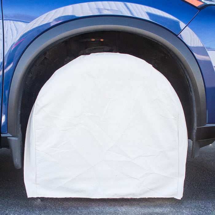 LAUCO Canvas Wheel Tire Covers Set of 4, Absorbs Water and Oil - Protector for RV, Auto, Truck, Car, Camper, SUV, Trailer, Suitable for 27.5 inch Diameter Tire 50818