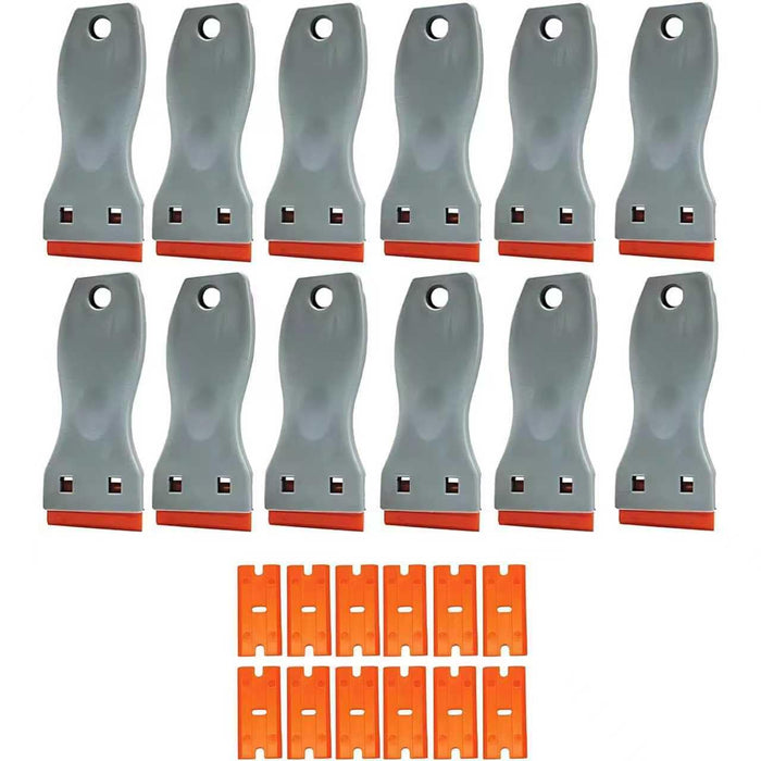 LAUCO Pack of 12 pcs Plastic Razor Blade Scraper Extra Plastic Razor Blades - Includes 24 Plastic Razor Blade Scraper Plastic Razor Blades Refills, Plastic 57048