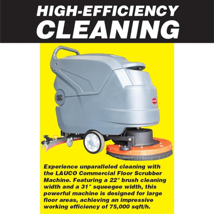 SWAN Commercial Floor Scrubber Machine - 22" Cleaning Width, 14.5 Gal Sewage Tank, Dual Brushes, Lead Acid Battery Powered, High Efficiency for Large Areas