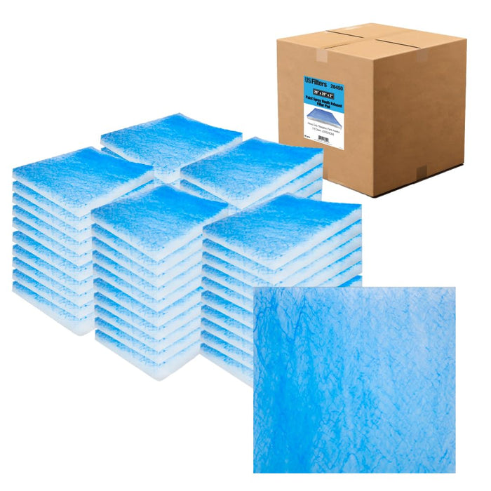 Paint Spray Booth Exhaust Filter Pad 20" x 25" x 2", 18 Gram Fiberglass Paint Arrestors - Captures Traps Overspray Paint Particles in Auto Car Autobody Refinish Booths (50 Pack) 87240