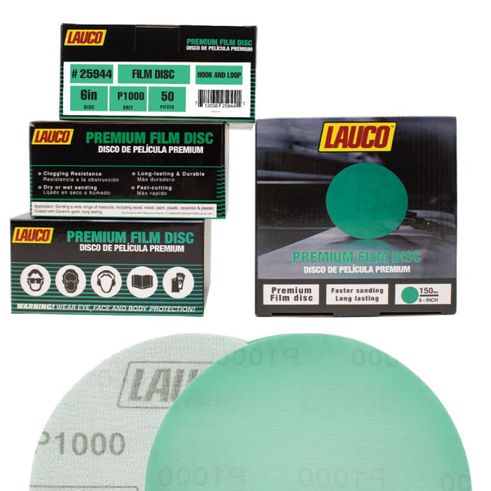 Premium 6" Hook and Loop Sanding Discs (Box of 50) - Hook and Loop Backing Discs for DA Orbital Sanders - Automotive Sanding Wood Furniture Finishing (GRIT-1000)