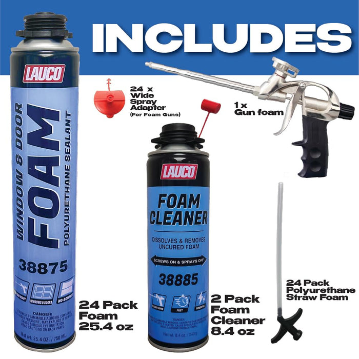 Spray Foam Insulation Kit, Expanding Foam Sealant, Spray Insulation Foam, Closed Cell Spray Foam, Wall Insulation Spray Foam Kit , High Density Spray Foam (Insulation Foam Kit, 24 Pack) 38875