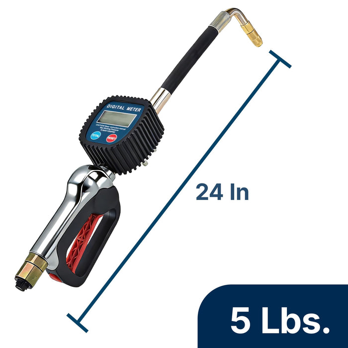LAUCO Digital Oil Gun for Air Operated Oil Pump Systems – Heavy-Duty Metered Dispensing Nozzle for SAE240 Oils and Fluids – For 3:1 Pump Kits, 55 Gallon Drum Setup (Not for Gasoline or Diesel)