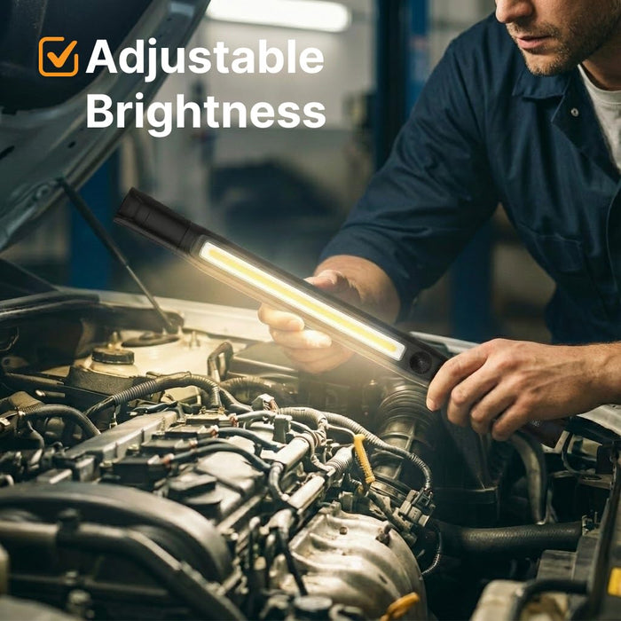 Omni Tools 1200+ Lumen Rechargeable Underhood Work Light Magnetic Mount, Adjustable Brightness, 360° Rotating Hooks, USB-C Charging Ideal for Mechanics, Garage, and Emergency Use 33118