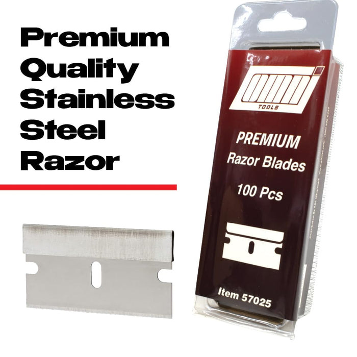Single Edge Razor Blades (100 Pack) – Heavy Duty Scraper Blade Refills for Paint, Labels, Stickers, Decals & Adhesive Removal on Glass, Metal, and Tile 57025
