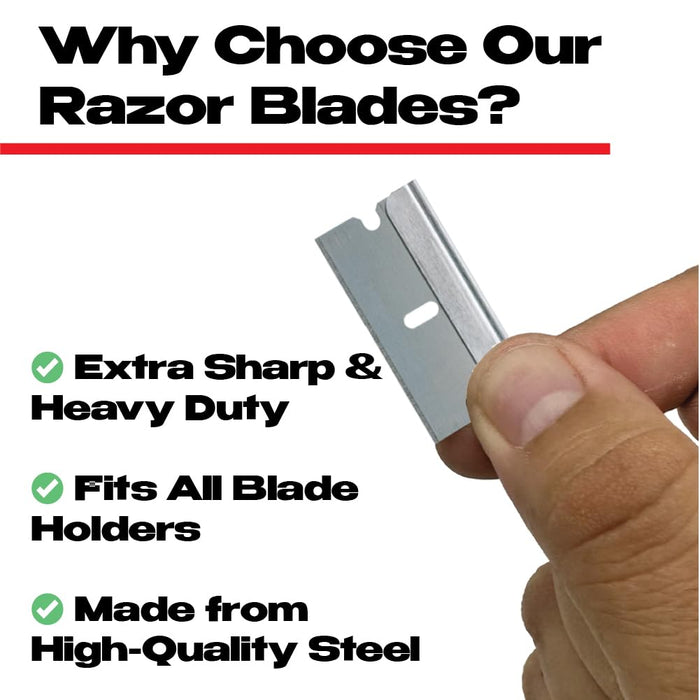 Single Edge Razor Blades (100 Pack) – Heavy Duty Scraper Blade Refills for Paint, Labels, Stickers, Decals & Adhesive Removal on Glass, Metal, and Tile 57025