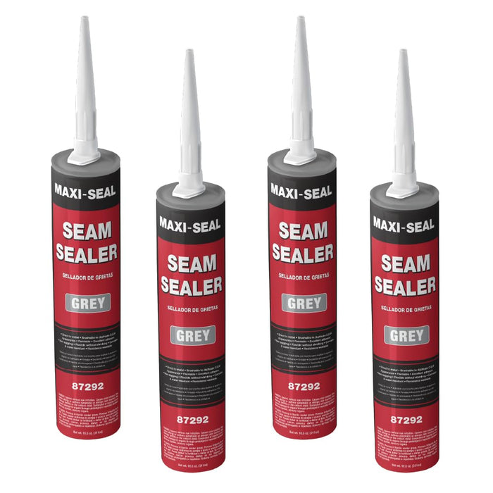Maxi-Seal Gray Polyurethane Seam Sealer (4-Pack, 10.5oz Tube) | Durable & Flexible Auto Body Joint Compound | Brushable Automotive Filler to Duplicate OEM Finish (87292)