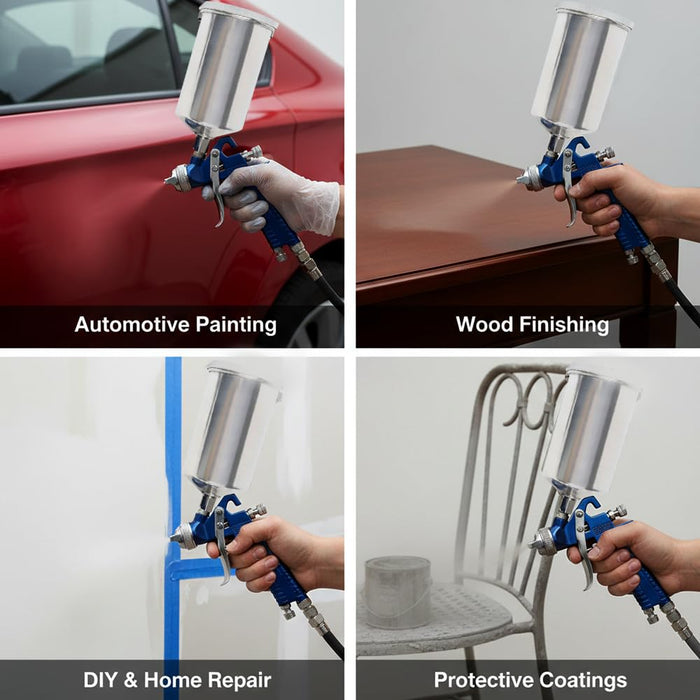 Aluminum Spray Gun Cup (1 Quart / 1000cc) | Heavy-Duty Gravity Feed Paint Pot with Snug Press-Fit Lid | Universal Fit for HVLP, LVLP, and Standard Spray Guns 9551