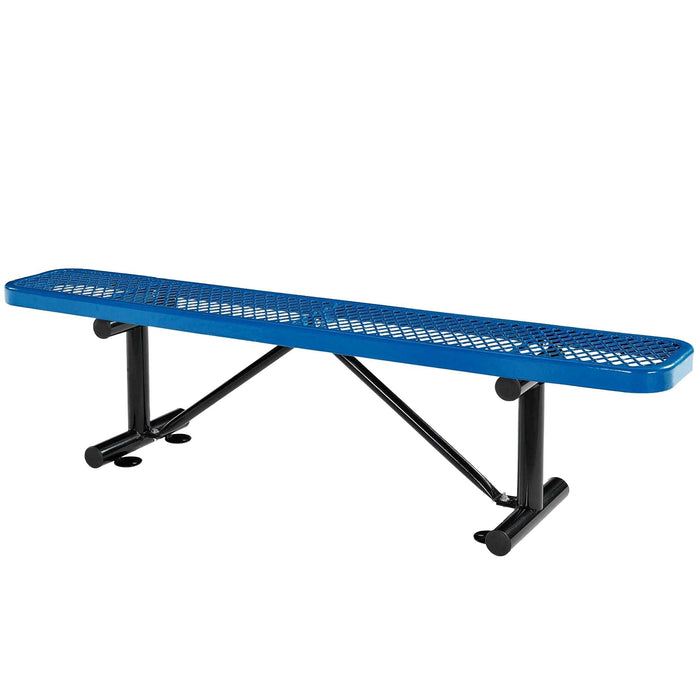 LAUCO Heavy Duty Expanded Metal Mesh Picnic Bench, Industrial Style Outdoor Bench with Steel Frame, 1000 lbs Capacity, Blue Thermoplastic Coating