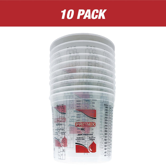 Box of 10 - Paint & Epoxy Mixing Cups Buckets - 174 Ounce (5-Quart) - Calibrated Mixing ratios on Side - Solvent Resistant, Reusable Clear Plastic Cups for Paint, Epoxy, Resin, Oil, Thinner (10)