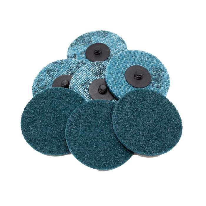 Lauco 3" Diameter Quick Change Nylon Surface Conditioning Discs - Blue Fine Sanding Grit (Box of 25) - Sanding Polishing Paint Removal with Male R-Type Backing, Quick Change Roll Lock Connection