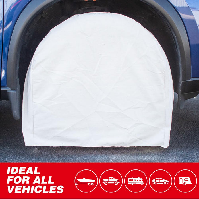LAUCO Canvas Wheel Tire Covers Set of 4, Absorbs Water and Oil - Protector for RV, Auto, Truck, Car, Camper, SUV, Trailer, Suitable for 27.5 inch Diameter Tire 50818