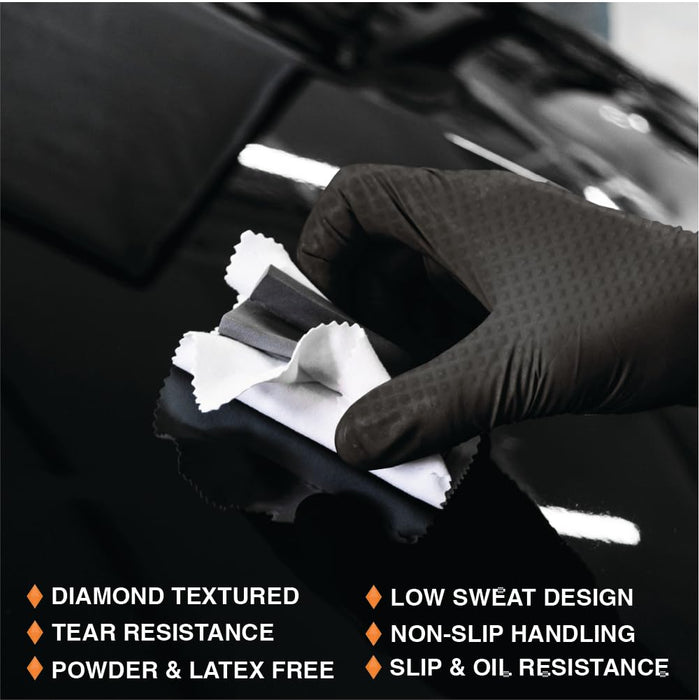 Heavy Duty Industrial Black Nitrile Gloves with Raised Diamond Texture, 8-mil, Latex Free, Powder Free (10, Large (Pack of 1000)) 87205