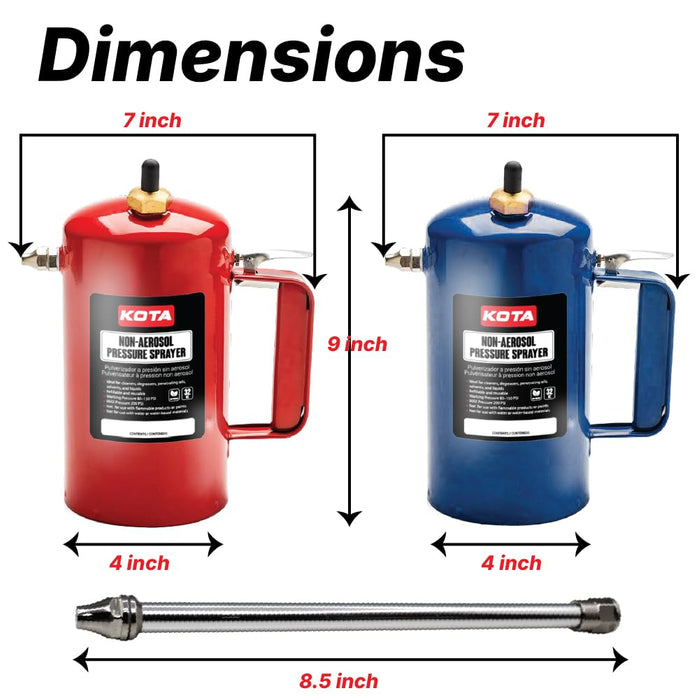 LAUCO Non Aerosol Pressure Sprayer with Funnel and Extension, Refillable Pressurized Sprayer Bottle for Oil, Solvent, Degreasers, Lubricants - Rechargeable Steel Canister and Brass Nozzles, 32oz 69532