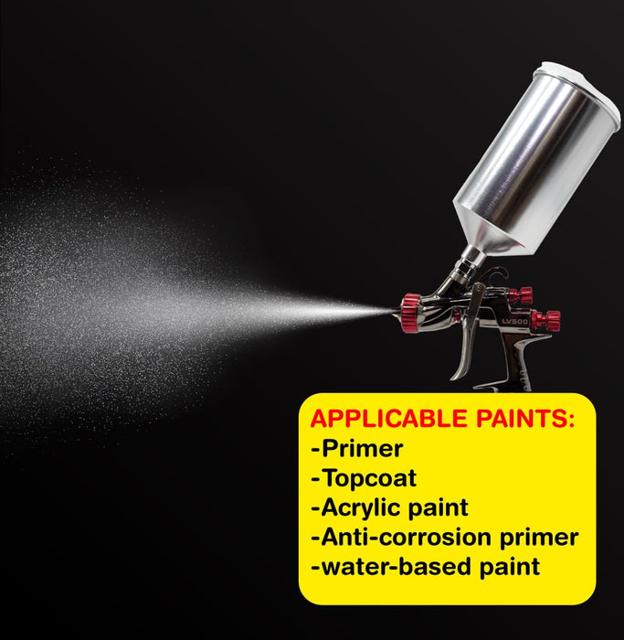 Spray Paint Gun Kit LVLP Gravity Feed (1.3mm Nozzle) | Includes Air Gauge, Aluminum Cup, Adapter & Cleaning Kit | Low Volume Low Pressure Automotive Refinish Sprayer 8822