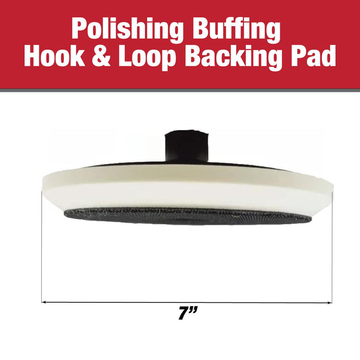 7" Polishing Buffing Hook and Loop Backing Pad - Universal Polisher Buffer Backing Plate Pad - Attach Foam Wool Buff Pads - Rotary Polisher Backup Pad - Automotive, Car Detailing PBP0008