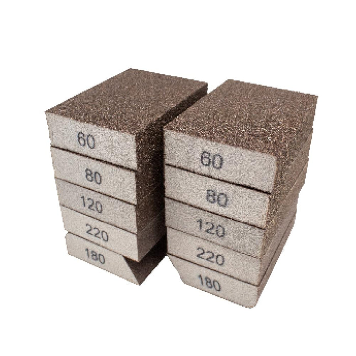 10 Pack Sanding Sponge, Washable and Reusable Sandpaper Block, Coarse/Medium/Fine/Superfine in 60/80/100/120/180/220 Grit; for Wood, Drywall, Metal, Plaster. 57026
