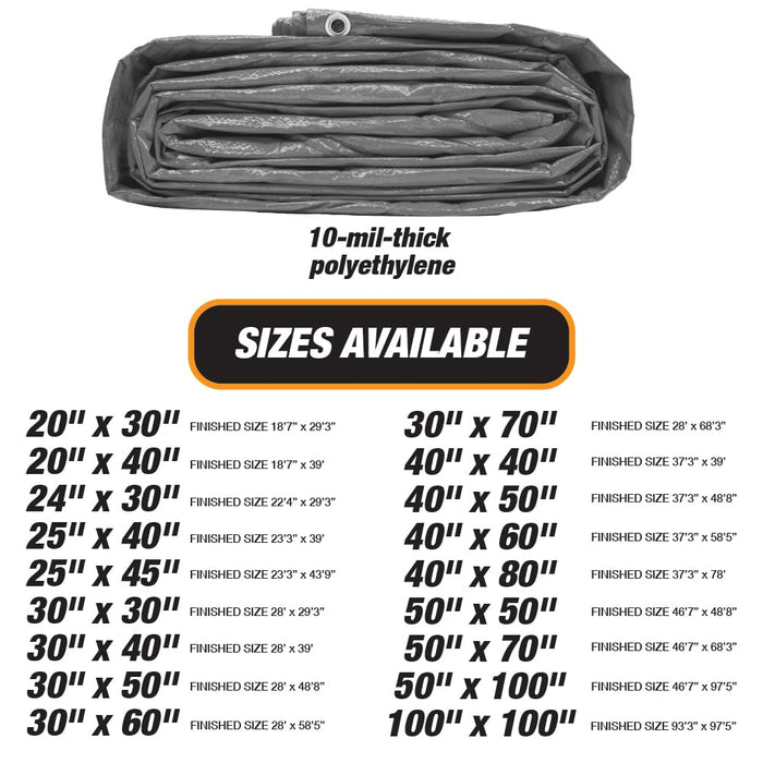 LAUCO Heavy Silver/Black Tarp - 50ft x 50ft - 10 MIL Multipurpose UV Resistant, Waterproof Protective Tarp Cover with Metal Grommets and Reinforced Edges - for Roof, Camping, Patio, Pool, Boat, Car
